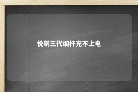 悦刻三代烟杆充不上电